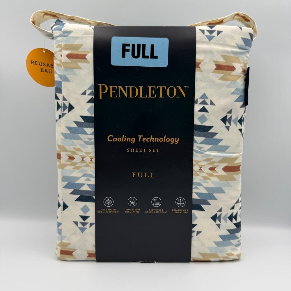 Pendleton Peak Canyon Blue FULL Sheet Set Southwestern Cooling 4 Piece NWT